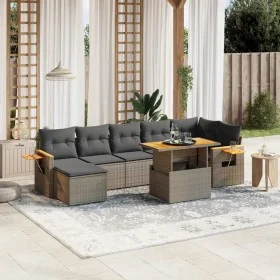 8-teiliges Gartensofa-Set und graue synthetische Rattankissen von vidaXL, Gartensets - Ref: Foro24-3273629, Preis: 510,32 €, ...