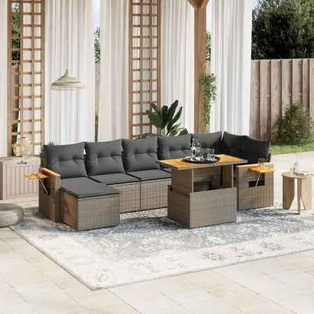 8-teiliges Gartensofa-Set und graue synthetische Rattankissen von vidaXL, Gartensets - Ref: Foro24-3273629, Preis: 510,32 €, ...