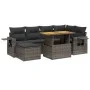 Set de sofás de jardín 7 piezas con cojines ratán PE gris de vidaXL, Conjuntos de jardín - Ref: Foro24-3275706, Precio: 456,1...