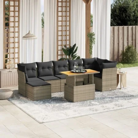 8-teiliges Gartensofa-Set und graue synthetische Rattankissen von vidaXL, Gartensets - Ref: Foro24-3275489, Preis: 494,83 €, ...