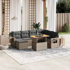 8-teiliges Gartensofa-Set und graue synthetische Rattankissen von vidaXL, Gartensets - Ref: Foro24-3271872, Preis: 507,89 €, ...