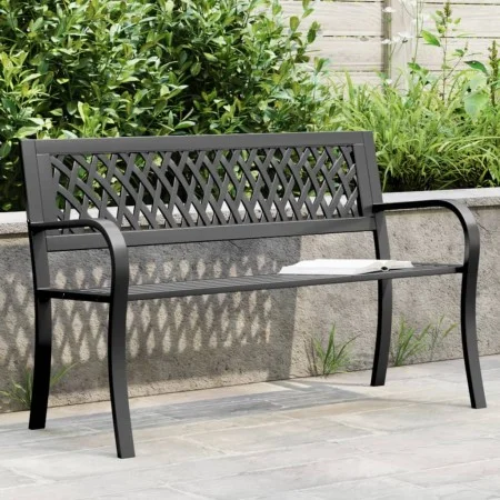 Gartenbank aus schwarzem Stahl, 120 cm von vidaXL, Gartenbänke - Ref: Foro24-366541, Preis: 111,74 €, Rabatt: %
