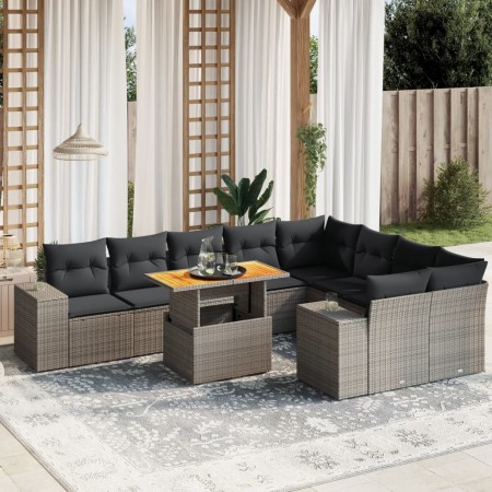 10-piece garden sofa set with gray synthetic rattan cushions by vidaXL, Garden sets - Ref: Foro24-3272796, Price: 638,64 €, D...