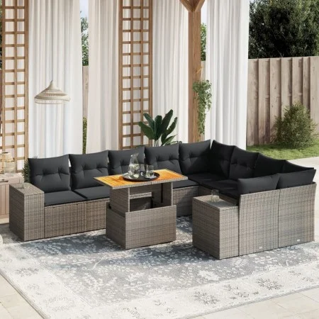 10-piece garden sofa set with gray synthetic rattan cushions by vidaXL, Garden sets - Ref: Foro24-3272796, Price: 656,53 €, D...