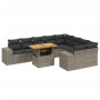 10-piece garden sofa set with gray synthetic rattan cushions by vidaXL, Garden sets - Ref: Foro24-3272796, Price: 638,64 €, D...