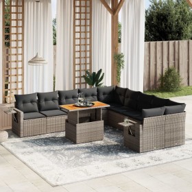 11-teilige Gartensofagarnitur und graue synthetische Rattankissen von vidaXL, Gartensets - Ref: Foro24-3271949, Preis: 683,89...