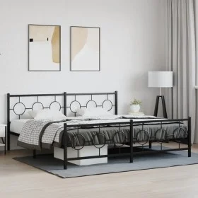 Black metal headboard and footboard bed frame 200x200 cm by vidaXL, Beds and slatted bases - Ref: Foro24-376251, Price: 171,7...