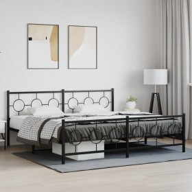 Estructura de cama cabecero y estribo metal negro 200x200 cm de vidaXL, Camas y somieres - Ref: Foro24-376251, Precio: 174,99...