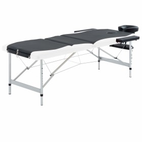 Camilla de masaje plegable 3 zonas aluminio negro y blanco