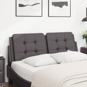 Cabecero de cama acolchado cuero sintético gris 140 cm