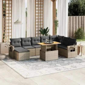 9-piece garden furniture set and gray synthetic rattan cushions by vidaXL, Garden sets - Ref: Foro24-3271893, Price: 564,88 €...