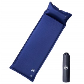 Colchón de camping autoinflable con almohada 1 persona azul