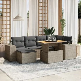 7-teiliges Gartensofa-Set mit grauen PE-Rattan-Kissen von vidaXL, Gartensets - Ref: Foro24-3272740, Preis: 474,21 €, Rabatt: %