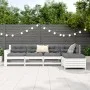 Gartensofa-Set 5-teilig aus massivem weißem Kiefernholz von vidaXL, Gartensets - Ref: Foro24-3250829, Preis: 365,67 €, Rabatt: %