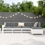 Gartensofa-Set 5-teilig aus massivem weißem Kiefernholz von vidaXL, Gartensets - Ref: Foro24-3250829, Preis: 370,91 €, Rabatt: %
