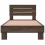 Estructura cama madera ingeniería metal roble marrón 90x200 cm de vidaXL, Camas y somieres - Ref: Foro24-845746, Precio: 95,6...