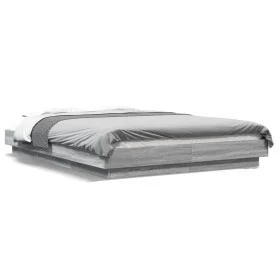 Sonoma gray wood bed frame with LED lights 120x200 cm by vidaXL, Beds and slatted bases - Ref: Foro24-3281110, Price: 174,60 ...