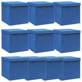 Storage boxes with lids 10 pcs blue fabric 32x32x32 cm by vidaXL, Storage baskets - Ref: Foro24-288340, Price: 65,98 €, Disco...