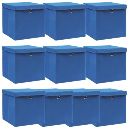 Storage boxes with lids 10 pcs blue fabric 32x32x32 cm by vidaXL, Storage baskets - Ref: Foro24-288340, Price: 65,93 €, Disco...