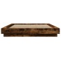 Bed frame with LED lights smoked oak wood 120x190 cm by vidaXL, Beds and slatted bases - Ref: Foro24-3281144, Price: 174,09 €...