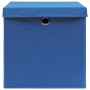 Aufbewahrungsboxen mit Deckel 10 Stück blauer Stoff 32x32x32 cm von vidaXL, Aufbewahrungskörbe - Ref: Foro24-288340, Preis: 6...