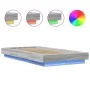 Sonoma gray wood bed frame with LED lights 75x190 cm by vidaXL, Beds and slatted bases - Ref: Foro24-3281159, Price: 142,55 €...