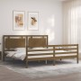 Estructura de cama con cabecero madera maciza marr