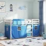 Litera con cortinas madera maciza de pino azul 90x190 cm de vidaXL, Camas y somieres - Ref: Foro24-3283908, Precio: 234,00 €,...
