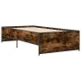 Estructura cama madera ingeniería metal roble ahumado 90x200 cm de vidaXL, Camas y somieres - Ref: Foro24-845243, Precio: 90,...