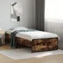 Estructura cama madera ingeniería metal roble ahumado 90x200 cm de vidaXL, Camas y somieres - Ref: Foro24-845243, Precio: 90,...