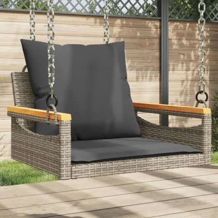 Swing bench with gray synthetic rattan cushions 63x62x40 cm by vidaXL, garden benches - Ref: Foro24-368165, Price: 87,25 €, D...