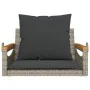 Banco columpio con cojines ratán sintético gris 63x62x40 cm de vidaXL, Bancos de jardín - Ref: Foro24-368165, Precio: 87,25 €...