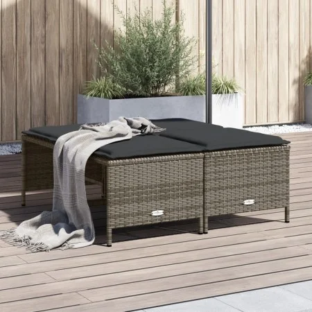 Garden stools with cushions 4 pcs gray synthetic rattan by vidaXL, Outdoor ottomans - Ref: Foro24-368364, Price: 124,88 €, Di...