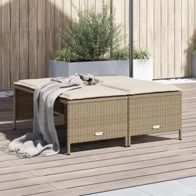 Garden stools with cushions 4 pcs beige synthetic rattan by vidaXL, Outdoor ottomans - Ref: Foro24-368366, Price: 125,03 €, D...