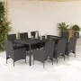 Set comedor jardín 9 pzas cojines ratán sintético vidrio negro by vidaXL, Garden sets - Ref: Foro24-3278548, Price: 649,36 €,...