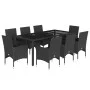 Set comedor jardín 9 pzas cojines ratán sintético vidrio negro by vidaXL, Garden sets - Ref: Foro24-3278548, Price: 649,36 €,...
