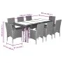 Garten-Essgruppe, 9-teilig, mit synthetischem Rattan, schwarzen Kissen und Glasplatte. von vidaXL, Gartensets - Ref: Foro24-3...