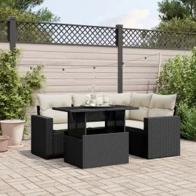 Gartenmöbel-Set 5-teilig mit schwarzen Polstern aus synthetischem Rattan von vidaXL, Gartensets - Ref: Foro24-3267246, Preis:...