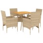 Set de comedor jardín 5 pzas con cojines ratán PE acacia beige by vidaXL, Garden sets - Ref: Foro24-3278716, Price: 327,55 €,...