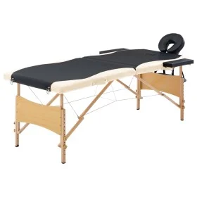 Folding massage table 2 zones black and beige wood by vidaXL, massage tables - Ref: Foro24-110205, Price: 157,07 €, Discount: %