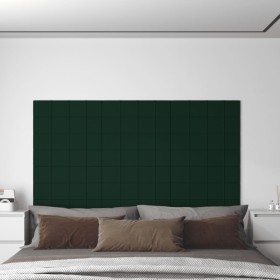 Paneles de pared 12 uds terciopelo verde oscuro 60x15 cm 1,08m²