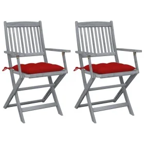 Klappbare Gartenstühle, 2 Stück, Kissen aus massivem Akazienholz von vidaXL, Gartenstühle - Ref: Foro24-3064503, Preis: 120,7...