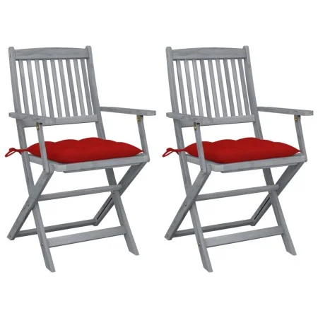 Folding garden chairs 2 pcs cushions solid acacia wood by vidaXL, Garden chairs - Ref: Foro24-3064503, Price: 120,78 €, Disco...