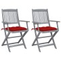 Klappbare Gartenstühle, 2 Stück, Kissen aus massivem Akazienholz von vidaXL, Gartenstühle - Ref: Foro24-3064503, Preis: 129,0...