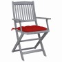 Folding garden chairs 2 pcs cushions solid acacia wood by vidaXL, Garden chairs - Ref: Foro24-3064503, Price: 129,06 €, Disco...