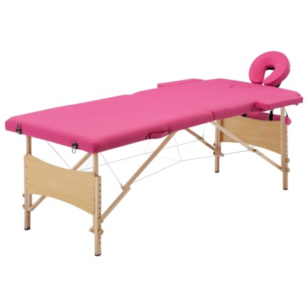 Folding massage table 2 zones pink wood by vidaXL, massage tables - Ref: Foro24-110185, Price: 156,47 €, Discount: %