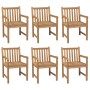 Sillas de jardín 6 uds madera maciza de teca cojines azul
