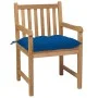 Gartenstühle 6 Stück, Kissen aus massivem Teakholz, blau von vidaXL, Gartenstühle - Ref: Foro24-3073056, Preis: 889,05 €, Rab...