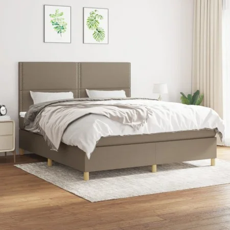 Box spring bed with taupe gray fabric mattress 160x200 cm by vidaXL, Beds and slatted bases - Ref: Foro24-3142269, Price: 577...