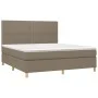 Box spring bed with taupe gray fabric mattress 160x200 cm by vidaXL, Beds and slatted bases - Ref: Foro24-3142269, Price: 577...